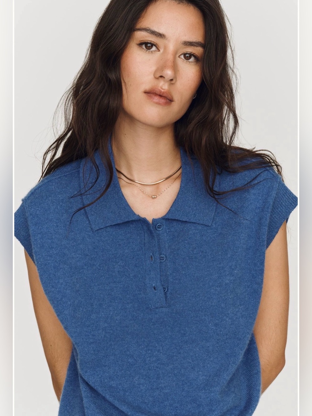NWT Anthropologie Pilcro Jensen 100% Cashmere Cobalt Muscle Sweater Tank SZ XS